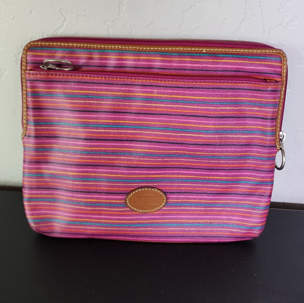 Fossil Multicolored Striped PVC Coated Tablet E Reader Case 10x8in